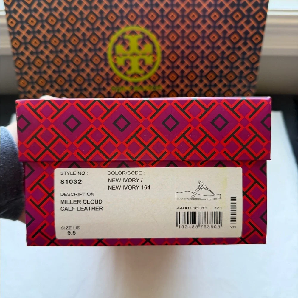Tory Burch Miller Cloud Leather Sandal New Ivory Size 9.5